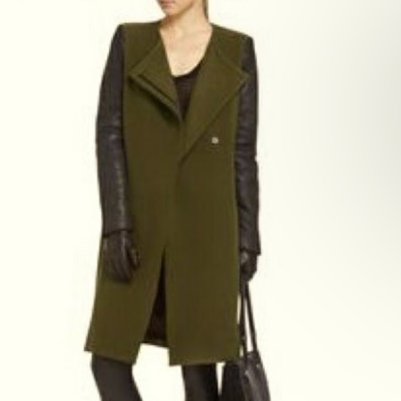 BCBGMaxAzria “Genova” Coat Olive Green small boho career wear winter coat - Picture 1 of 5